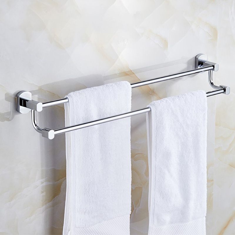 Polished Chrome Modern Bathroom Accessory Set Silver Towel Bar/Bath Shelf