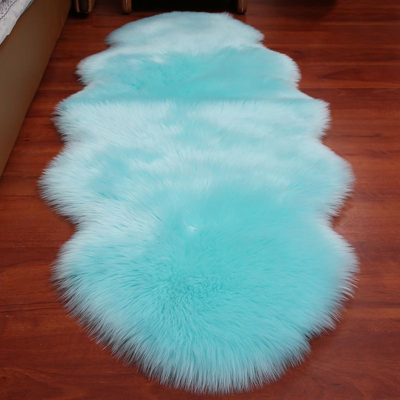 Multi-Colored Bedroom Foot Rug Casual Plain Rug Faux Fur Machine Washable Stain Resistant Non-Slip Backing Area Rug