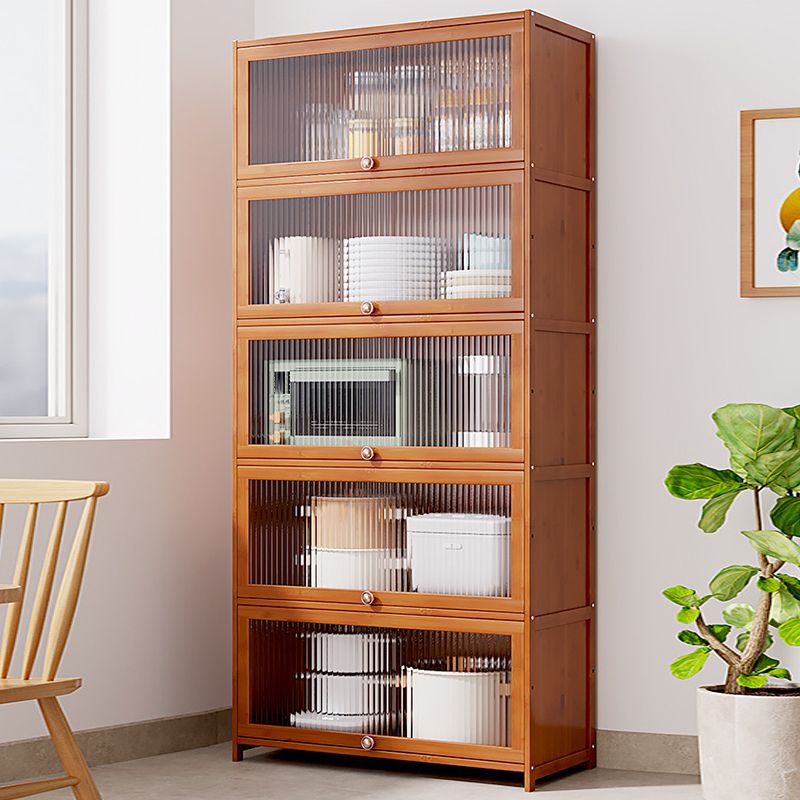 Brown Bamboo Kitchen Server Glam Dining Server for Living Room