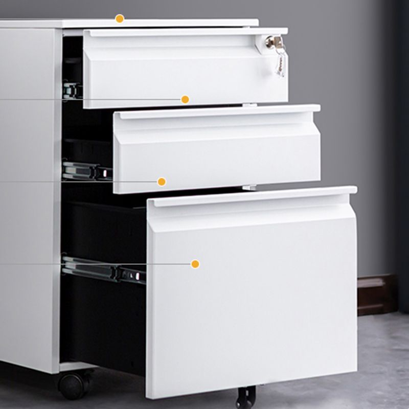 Contemporary File Cabinets Steel Frame Electronic Lock Mobile Filing Cabinet with Wheels