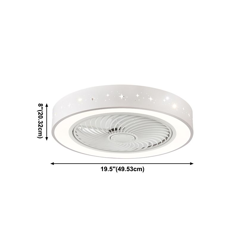 Round Bedroom Ceiling Fan Light Metal LED Simple Close to Ceiling Lighting