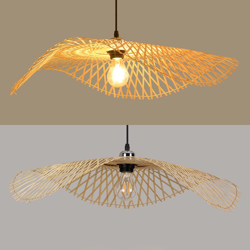 Twist Suspension Pendant Light Asia Asia Bamboo Restaurant de plafond suspendu en beige