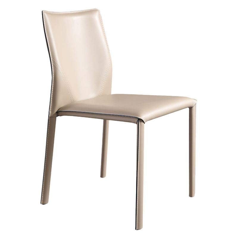 Minimalist Style Leather Dining Chairs for Home Armless Solid Back Chair