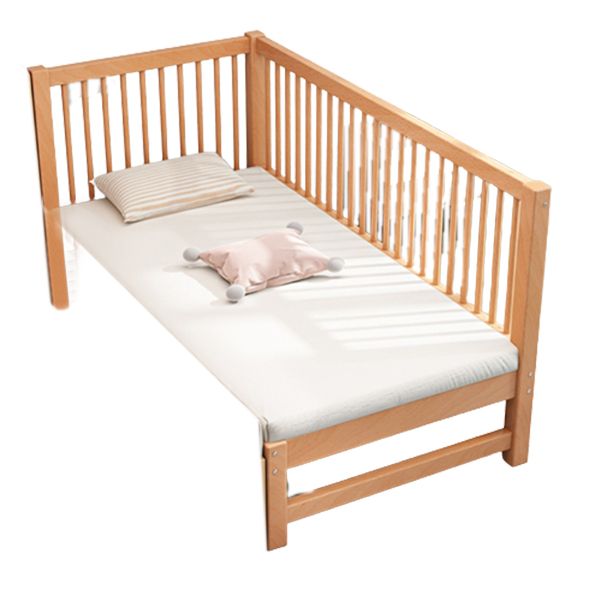 Traditional Nursery Bed Beech Washed Natural with Guardrail Wood Baby Crib