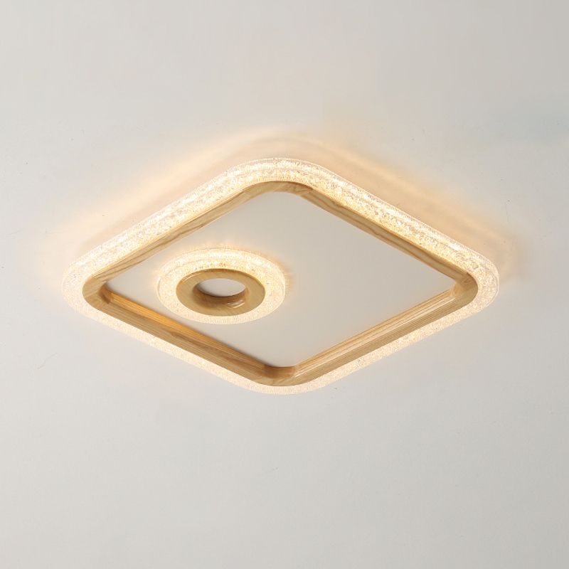 Geometrical Wood Ceiling Light Fixture Modern Style LED Ceiling Flush Mount