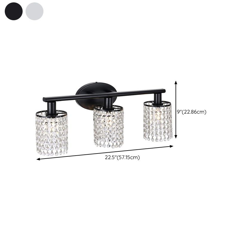 Traditional Multi - Light Vanity Light Crystal Bathroom Vanity Lighting in Black / Chrome