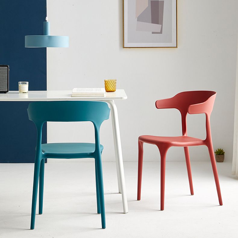 Contemporary Plastic Home Dining Side Chair Open Back Stacking Side Chair