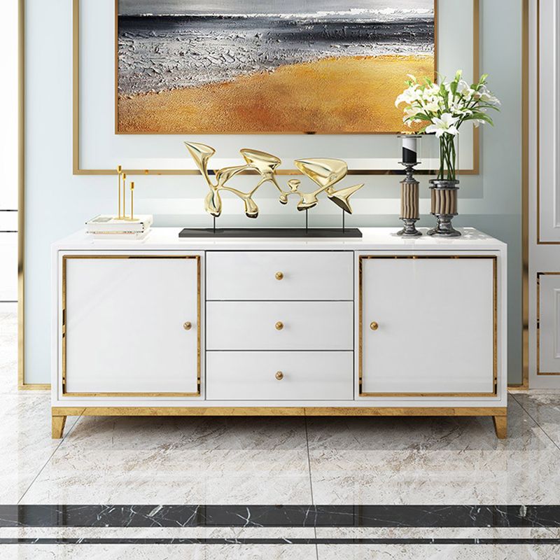 Glam Sideboard Buffet 3 Drawers and 2 Doors Cabinets Mirrored Sideboard