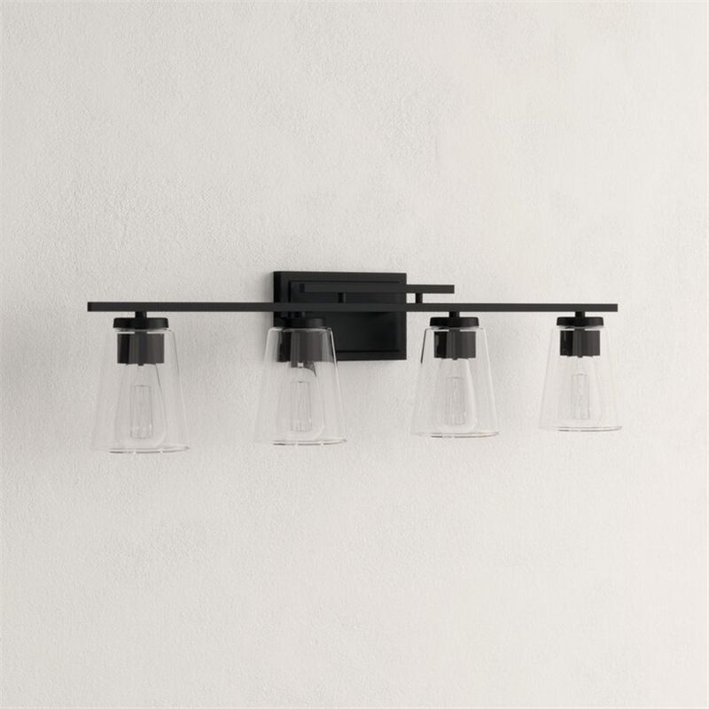 Black 2/3/4-Light Modern Bathroom Vanity Light Glass Shaded Bath Bar