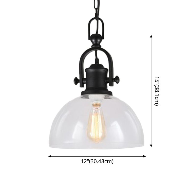 Glass Pot Shaped Suspension Lamp Industrial 1-Light Bistro Bar Pendant Lighting in Black