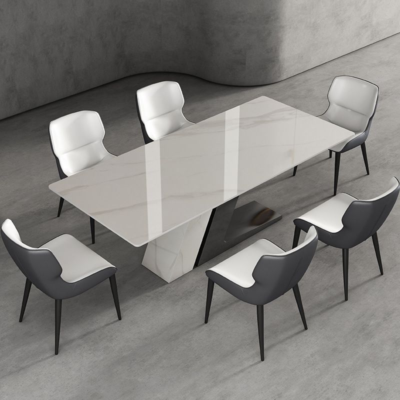 Modern White Stone Top Dinette Table Set 1/4/5/7 Pieces Dining Set with Padded Chairs