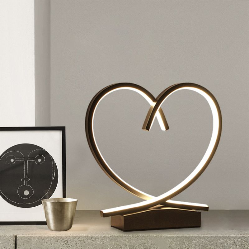 Loving Heart Wooden Night Table Light Simplicity Black/White/Wood LED Desk Lighting for Sleeping Room