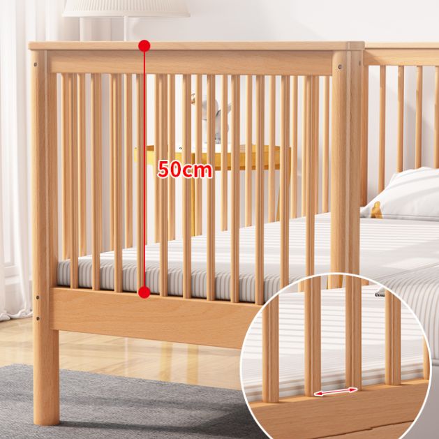 Farmhouse / Country Nursery Bed with Guardrail Washed Natural Wood Beech