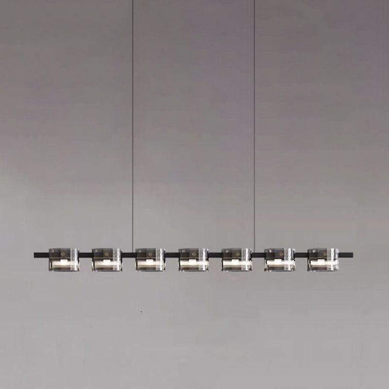 1 Light Chandelier Lighting Fixtures Modern Glass Hanging Lamp Kit in Black