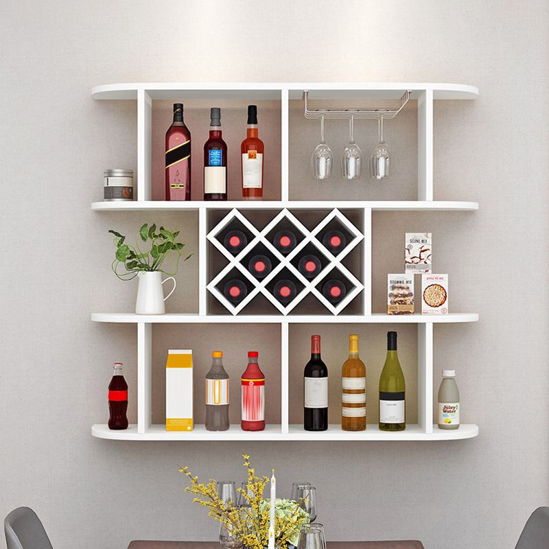 Wood Wall Mounted Modern Wine Rack Wine Stemware Holder for Kitchen