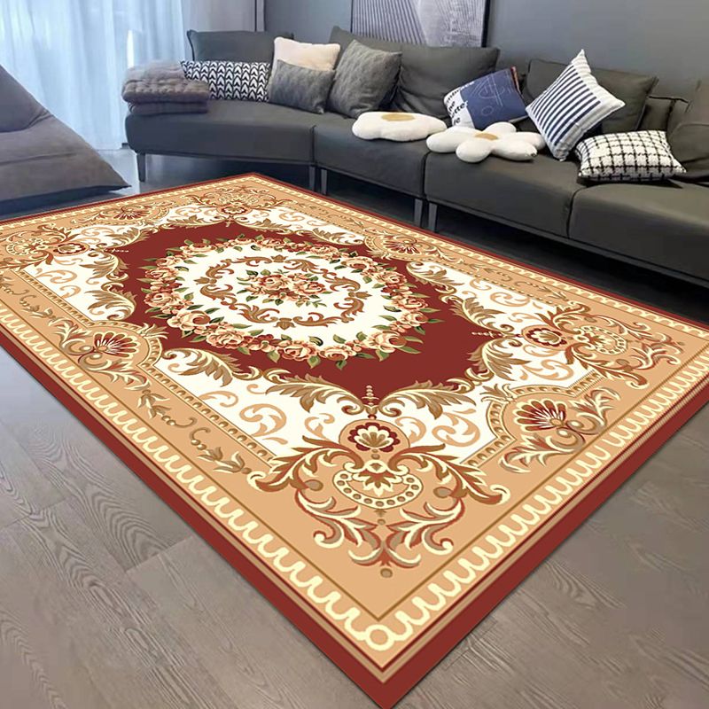 Geel grafisch tapijt polyester Boheems tapijt wasbaar tapijt voor woonkamer