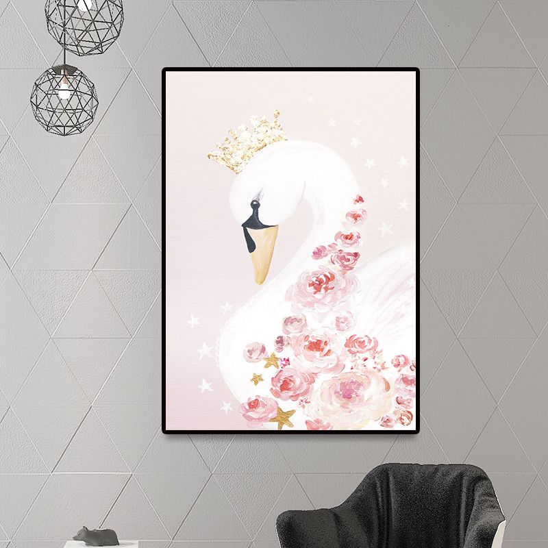 Pink Dancer Painting Canvas Print Textured Surface Glam Kids Bedroom Wall Art Decor