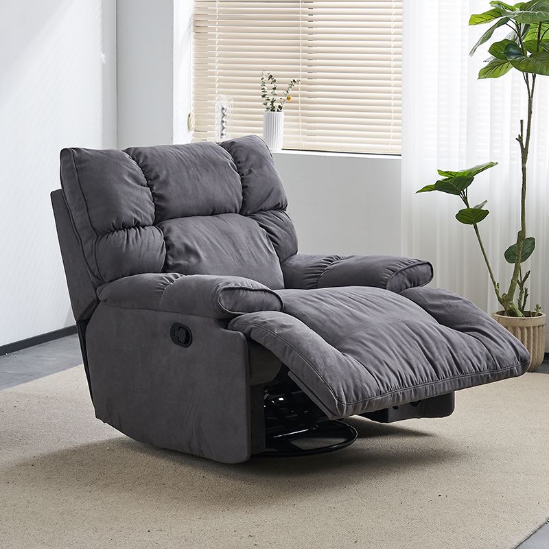 Swivel Rocker Manual Standard Recliner Solid Color Microsuede Recliner Chair