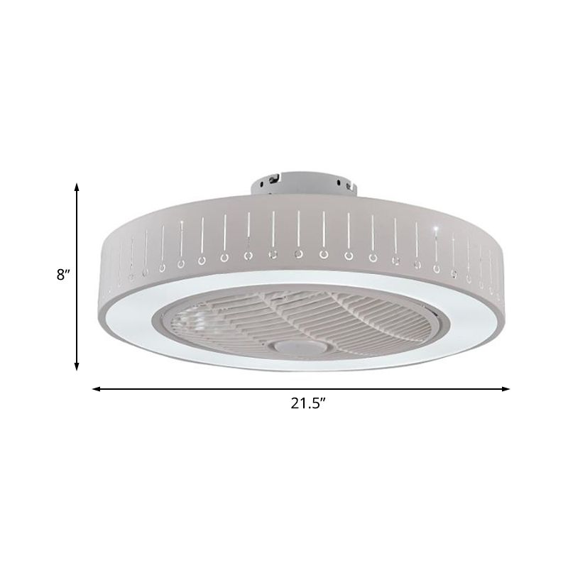 Lámpara de ventilador colgante de acrílico LED redondo de 21.5 "de ancho de ancho Minimalismo Luz de techo de montaje de flush con 4 cuchillas