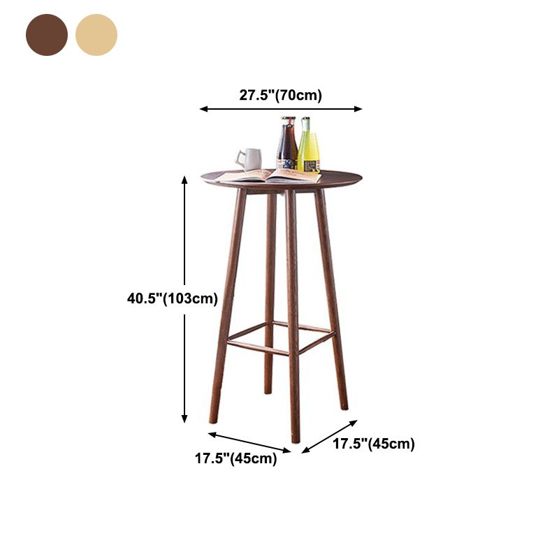 Round Shape Wood Top Counter Table 4 Legs Industrial Bar Table for Dining Room