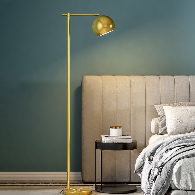 Spherical Stand Up Lighting Modern Metallic 1-Light Living Room Floor Lamp in Gold