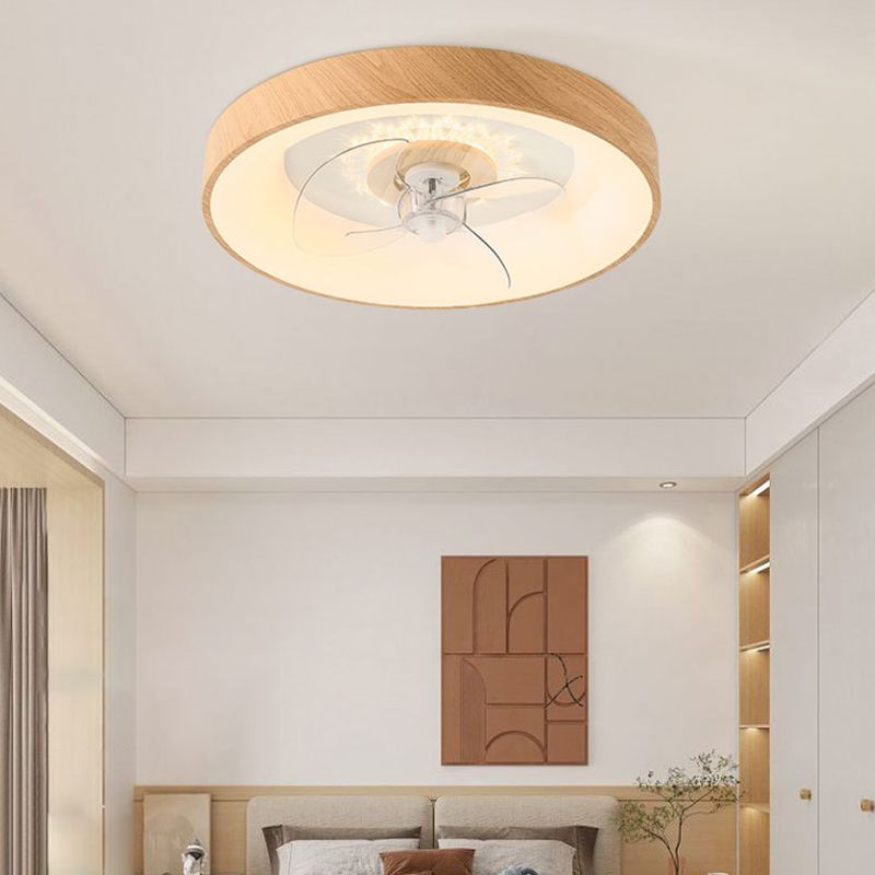 Modernism Single Beige Ceiling Fan Lamp LED Round Ceiling Fan Light