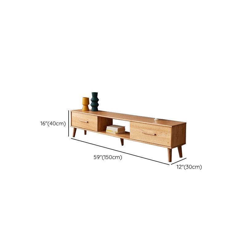 Contemporary TV Media Stand Wooden Media Console with 2 Drawers