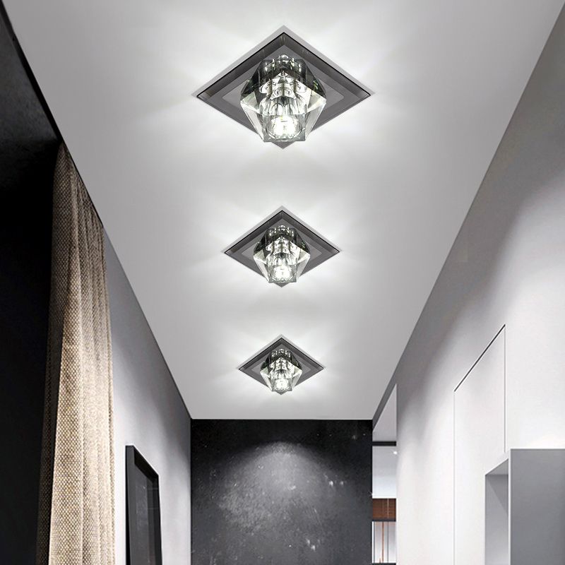 Contemporary Gemstone Flush Ceiling Light Crystal Corridor LED Flush Mount Lighting Fixture