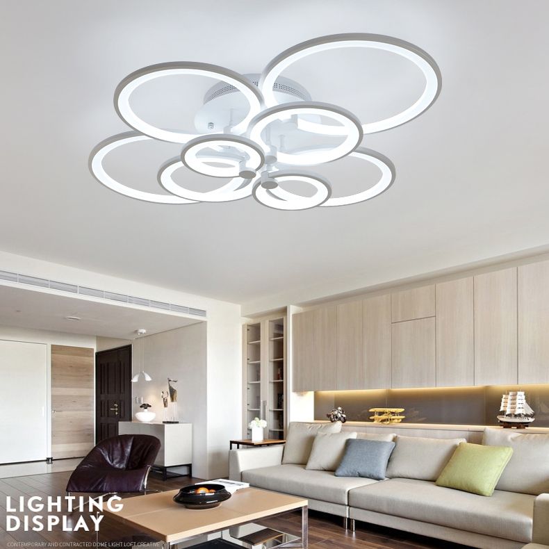 Circle Metal LED Starburst Flush Mount Modern Style Ceiling Light Fixture for Living Room