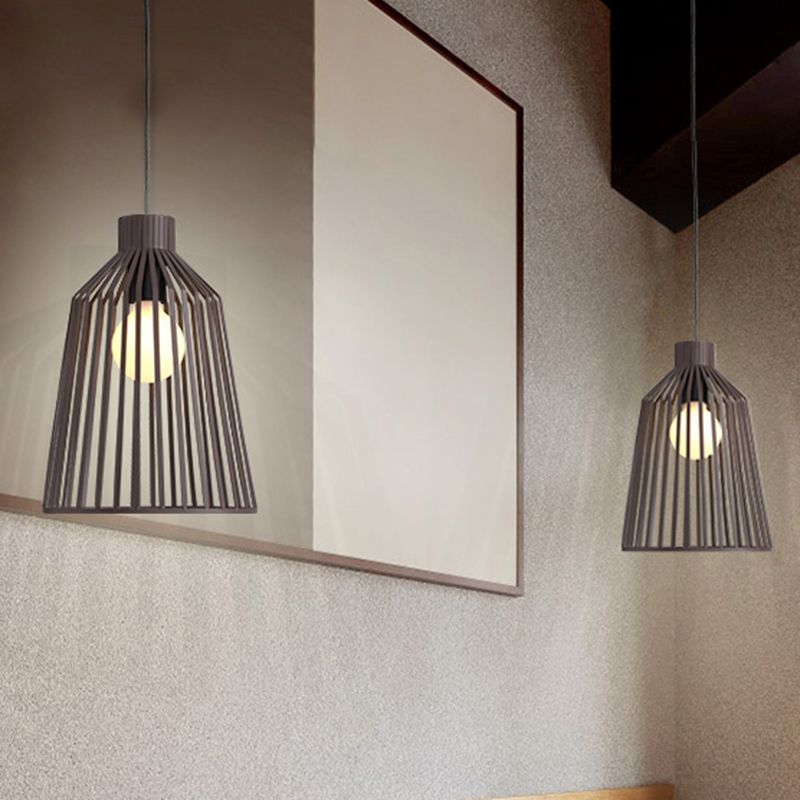 Apparecchiatura da illuminazione a pendente a 1 luce con filo a campana in metallo in stile nordico isola cucina lampada sospesa in grigio/bianco/caffè