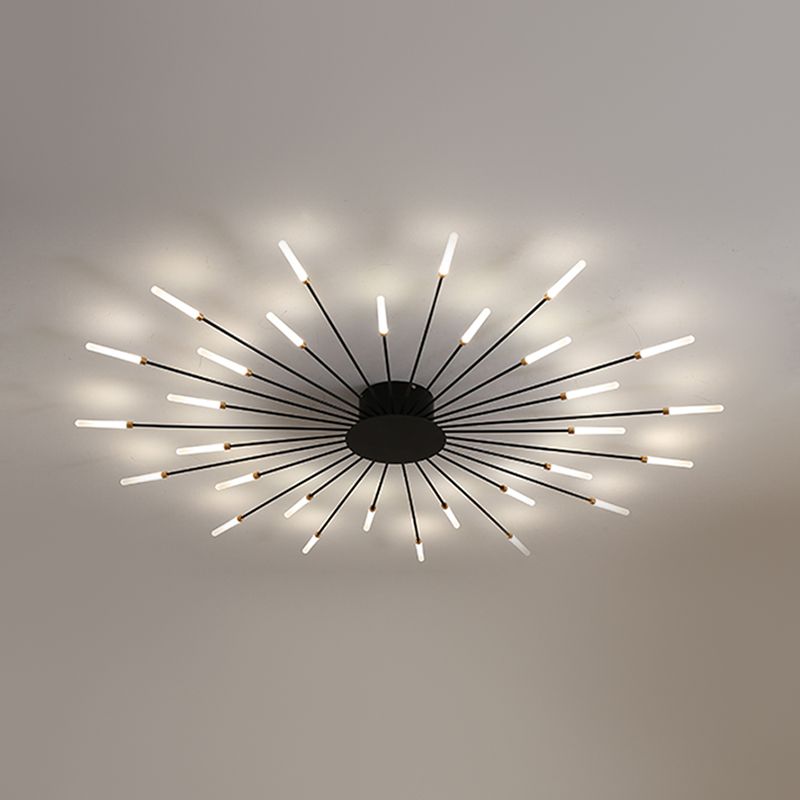 Modern Style Linear Shade Ceiling Lamp Metal 1 Headed Ceiling Lighting for Living Room