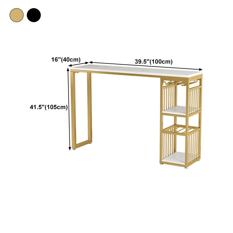 Stone Top Bar Dining Table Traditional Luxury Bar Table with Sled Base