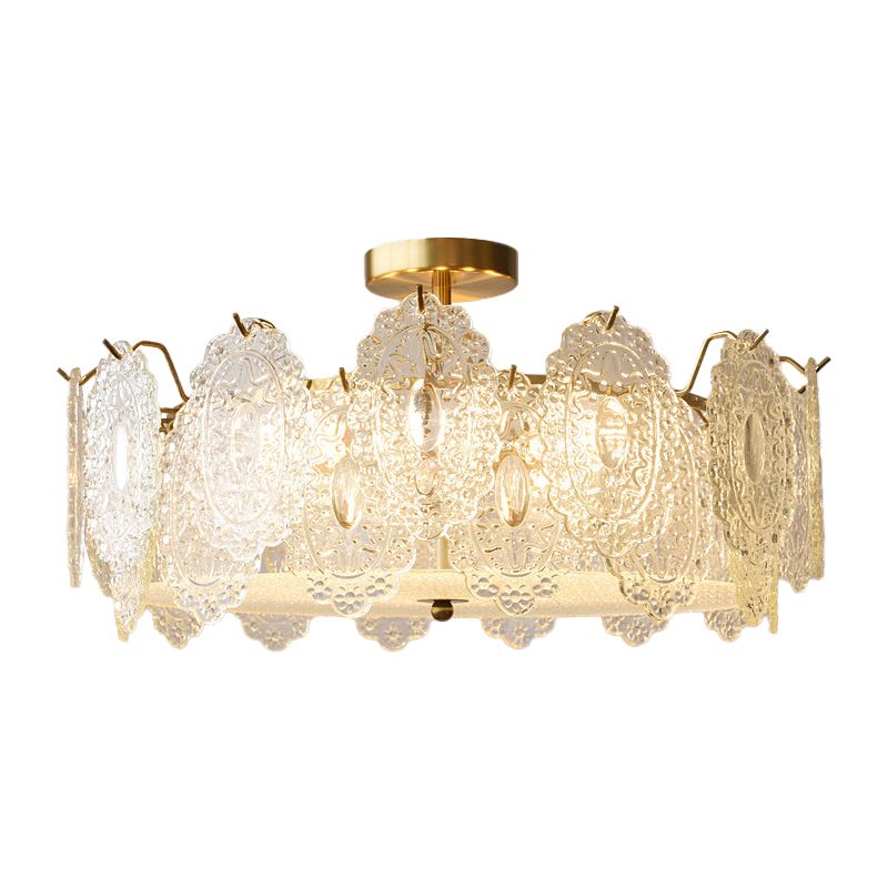 Contemporary Glass Ceiling Light Household Flush Mount Light Fixture for Bedroom