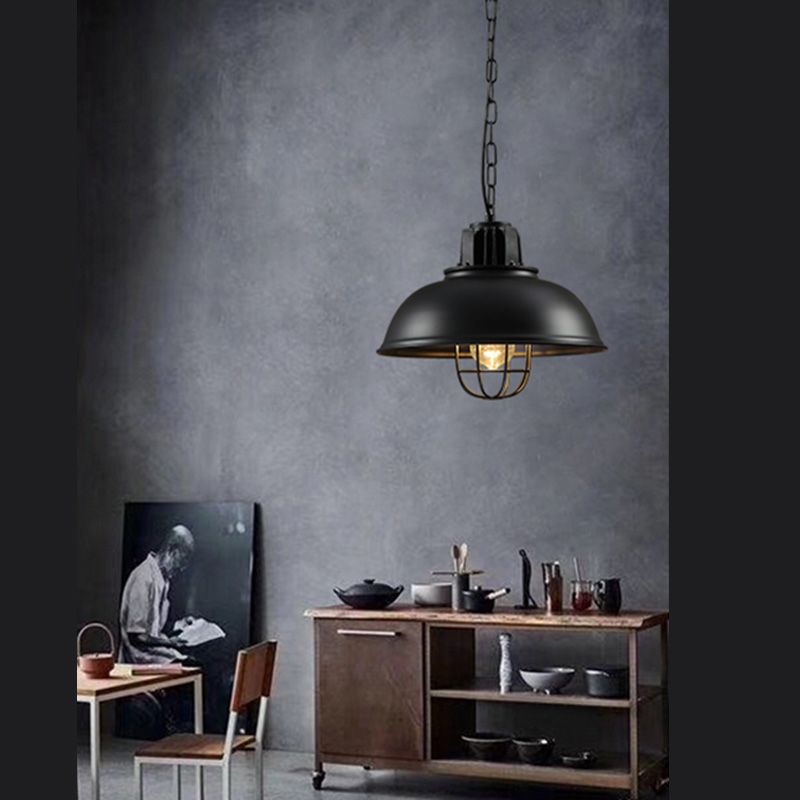 Black Shaded Pendant Ceiling Light Industrial Restaurant Metal Hanging Ceiling Light