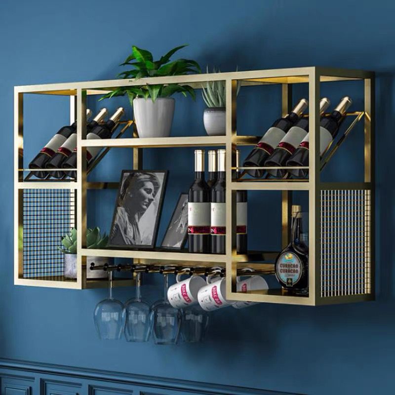 Modern Simple Wine Rack Iron Shelf Wall Mounted Wine Rack for Kitchen