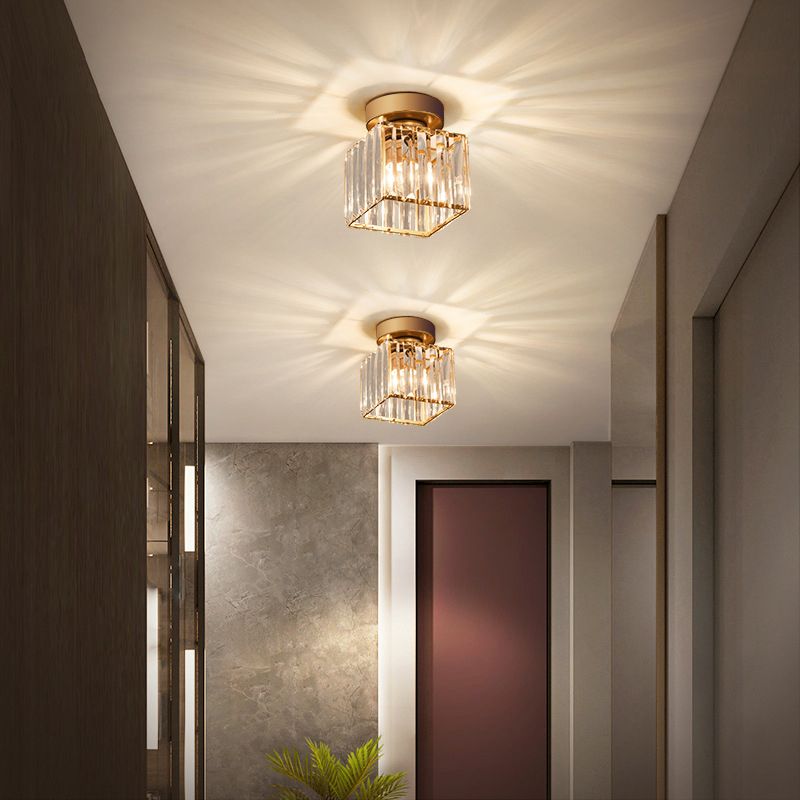 1-Light Flush Mount Modern Crystal Flush Mount Ceiling Light