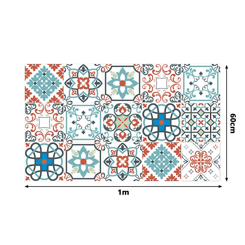 Mosaic Tiles Wallpaper Panel Set Peel and Paste Bohemian Bathroom Wall Decor, 3.5' L x 23.5" W