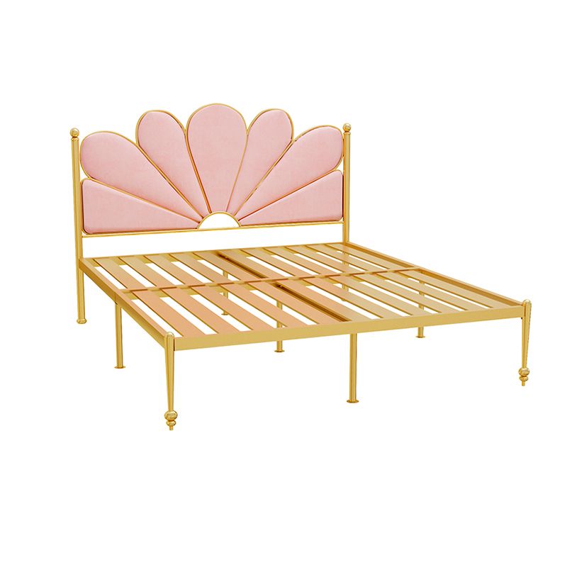 Scandinavian Metal Standard Bed Upholstered Bed with Headboard