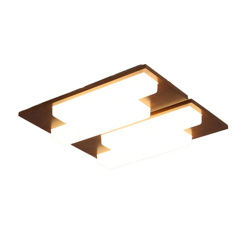 Modern Style Square Flush Mount Wood Ceiling Light for Bedroom