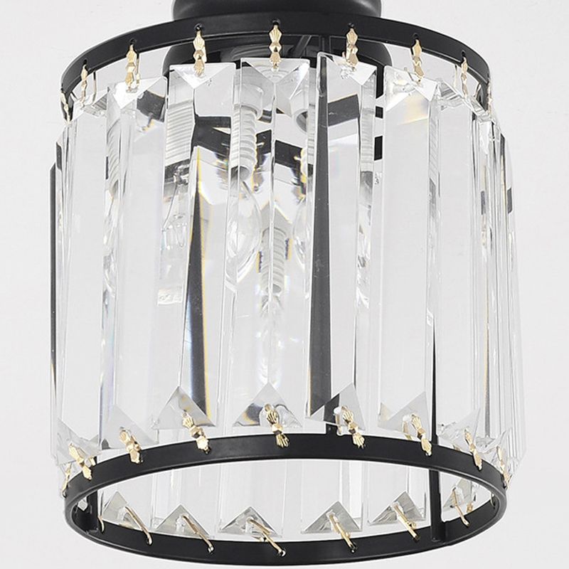 Single Modernism Golden Flush Mount Lighting Crystal Shaded Ceiling Light