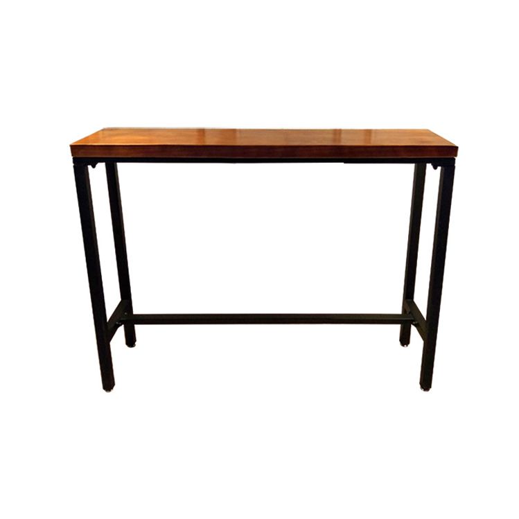 Industrial Brown Wood Pub Table with Rectangle Table Top Trestle Table - 41.3" H