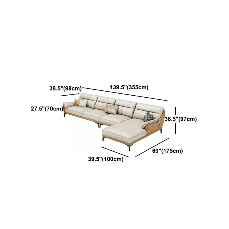 Faux Leather Sofa Stain-Resistant Contemporary Furniture Sectionals in Yellow and Beige