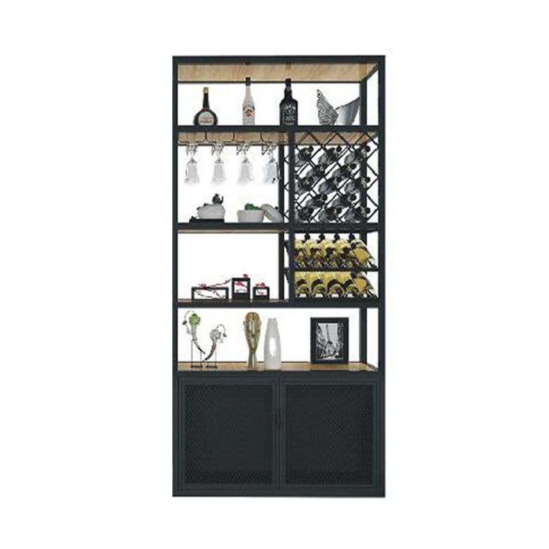 Iron Freestanding Wine Bottle & Glass Rack Modern Wine Rack with Shelf