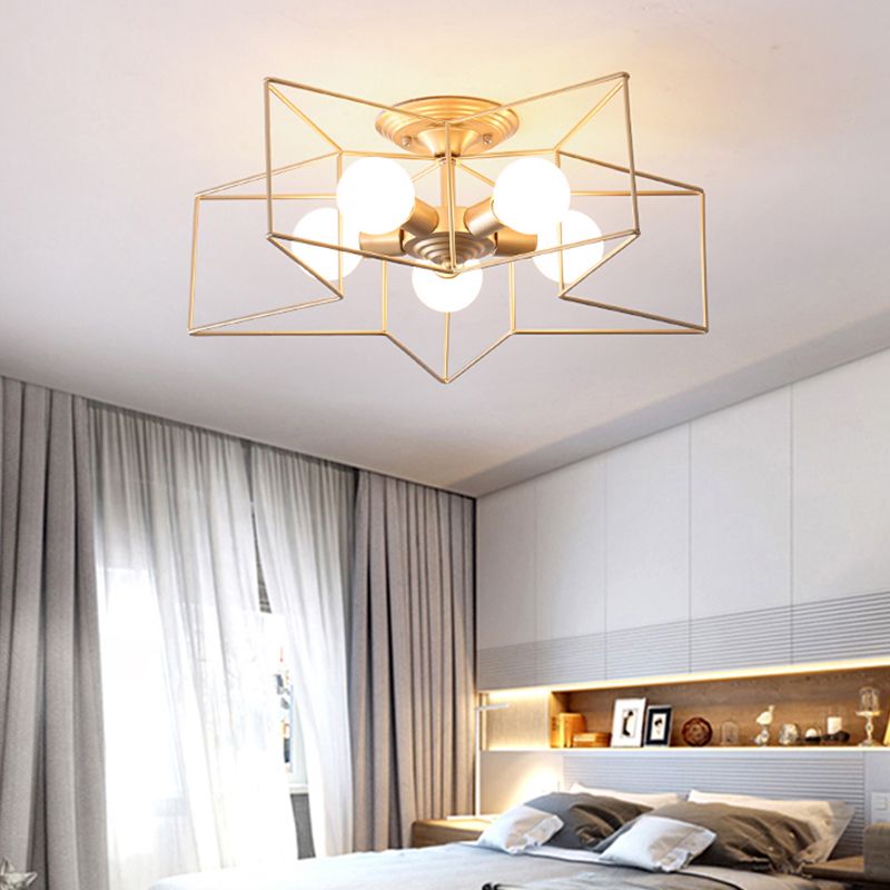 Modern Star Shape Flush Mount Light Fixtures 5 Light Flush Mount Ceiling Light