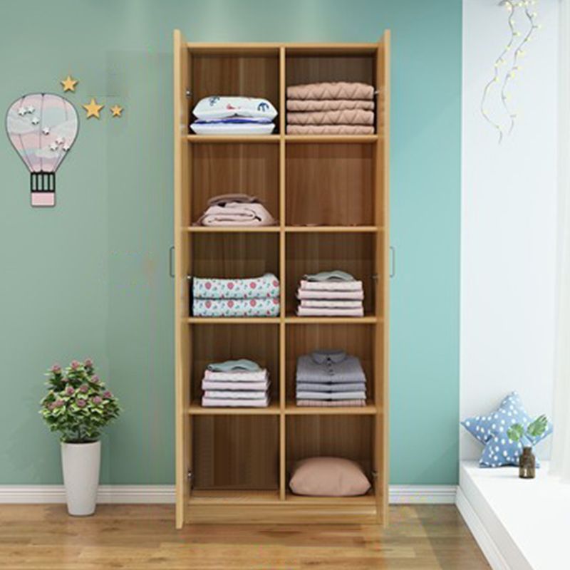 Manufactured Wood Kid's Wardrobe Modern Style Shelved Wardrobe Closet with 2 Doors