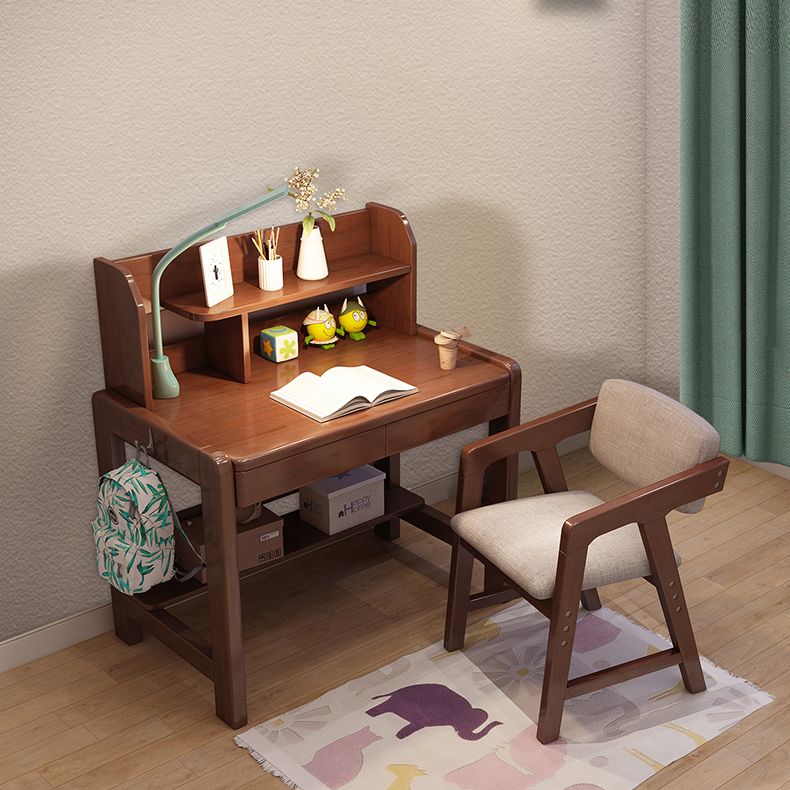 Wood Writing Desk and Chair Set Adjustable Children's Desk with Hook