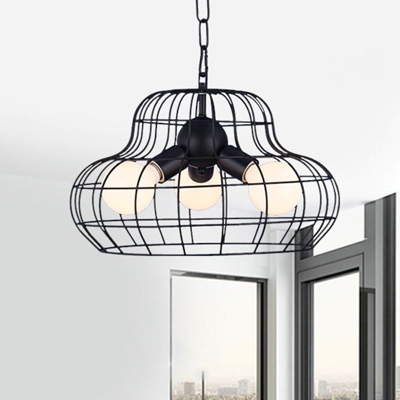 Metaal zwart kroonluchter verlichting peer 3 lichten vintage hanglamp voor woonkamer