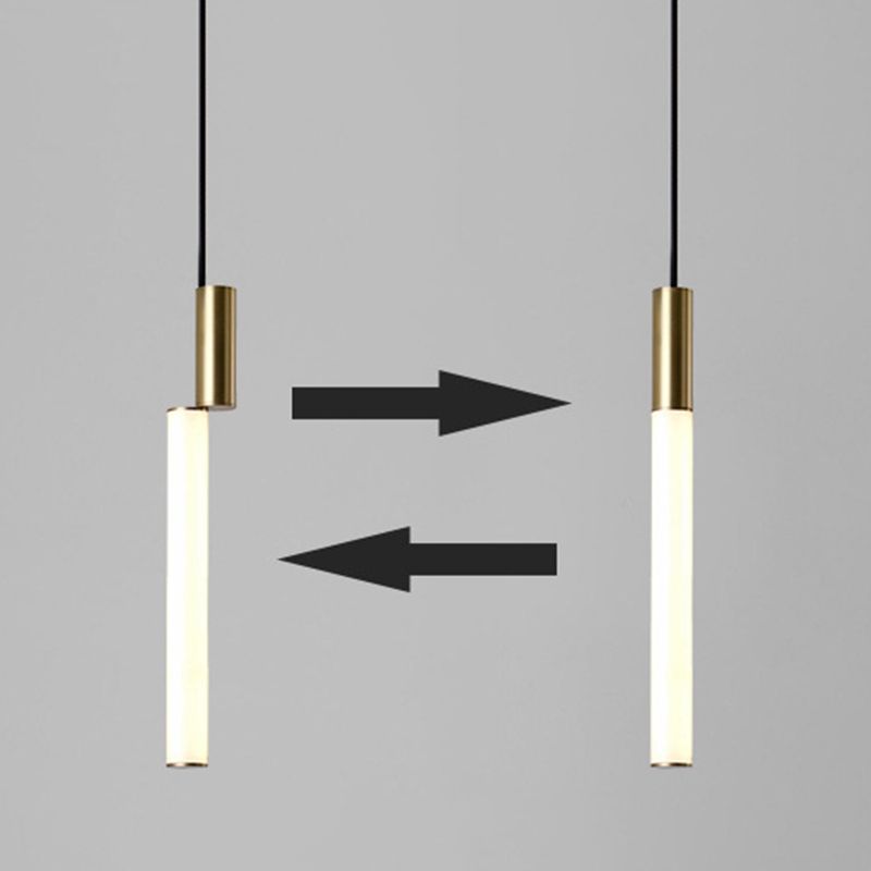 Stick Shaped Bedside Pendulum Light Acrylic Simple Style LED Down Lighting Pendant in Gold