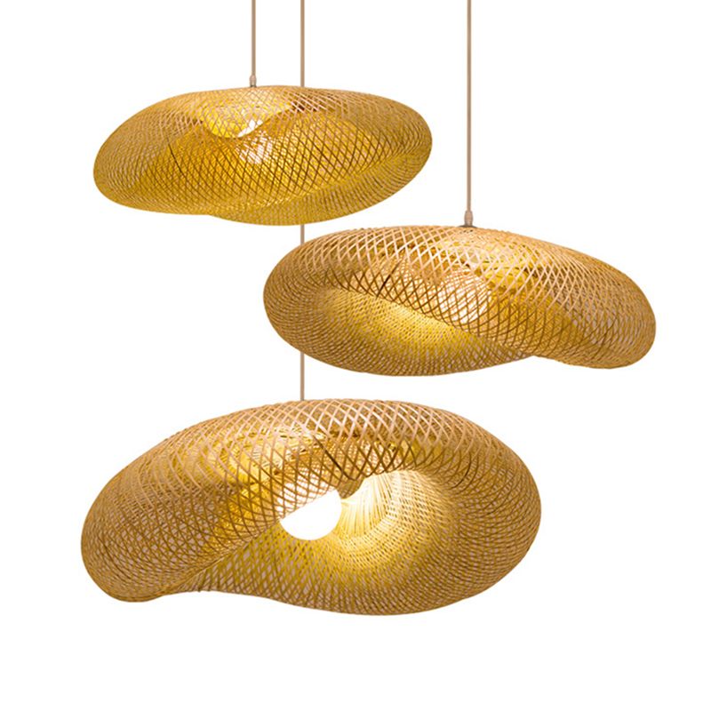 Swirl Hanging Pendant Lights Chinese Rattan Pendant Ceiling Lights for Restaurant