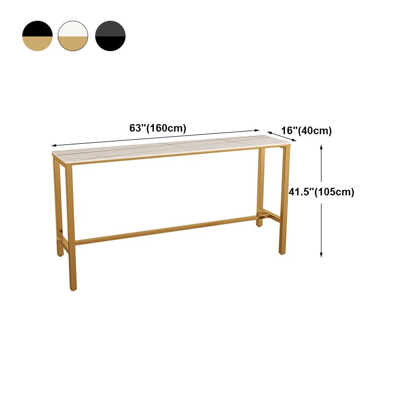 Glam Style Bar Table Metal and Marble Milk Tea Shop Bar Table with Metal Base